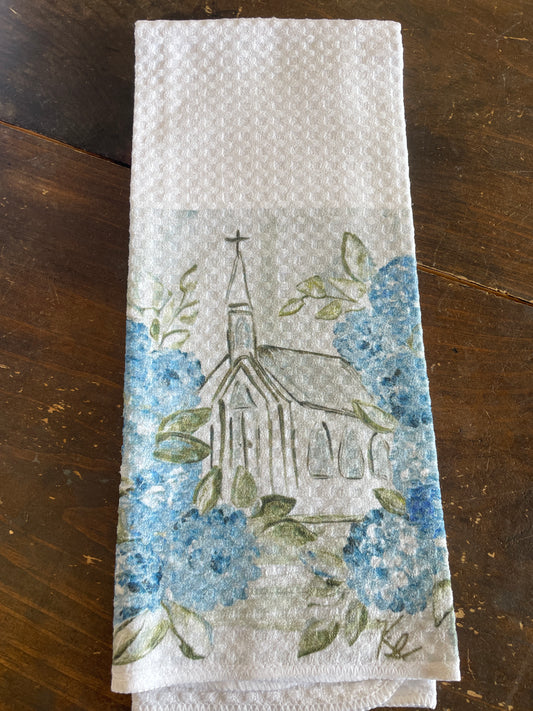 Floral Church Tea Towel