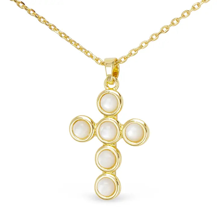 Gold Circle Set Cross Necklace