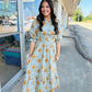 Off White Mix Abstract Print Midi Dress