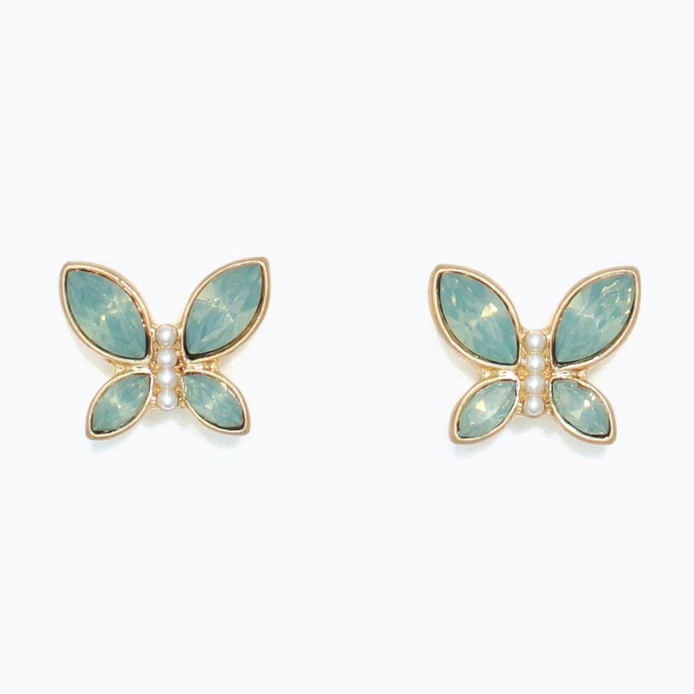 Mint Crystal Butterfly Earrings