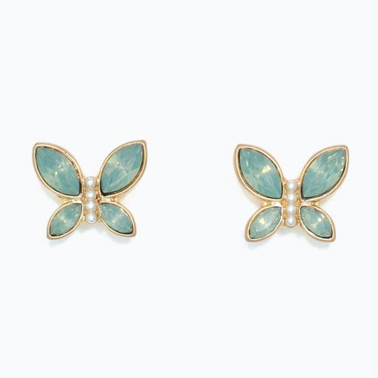Mint Crystal Butterfly Earrings