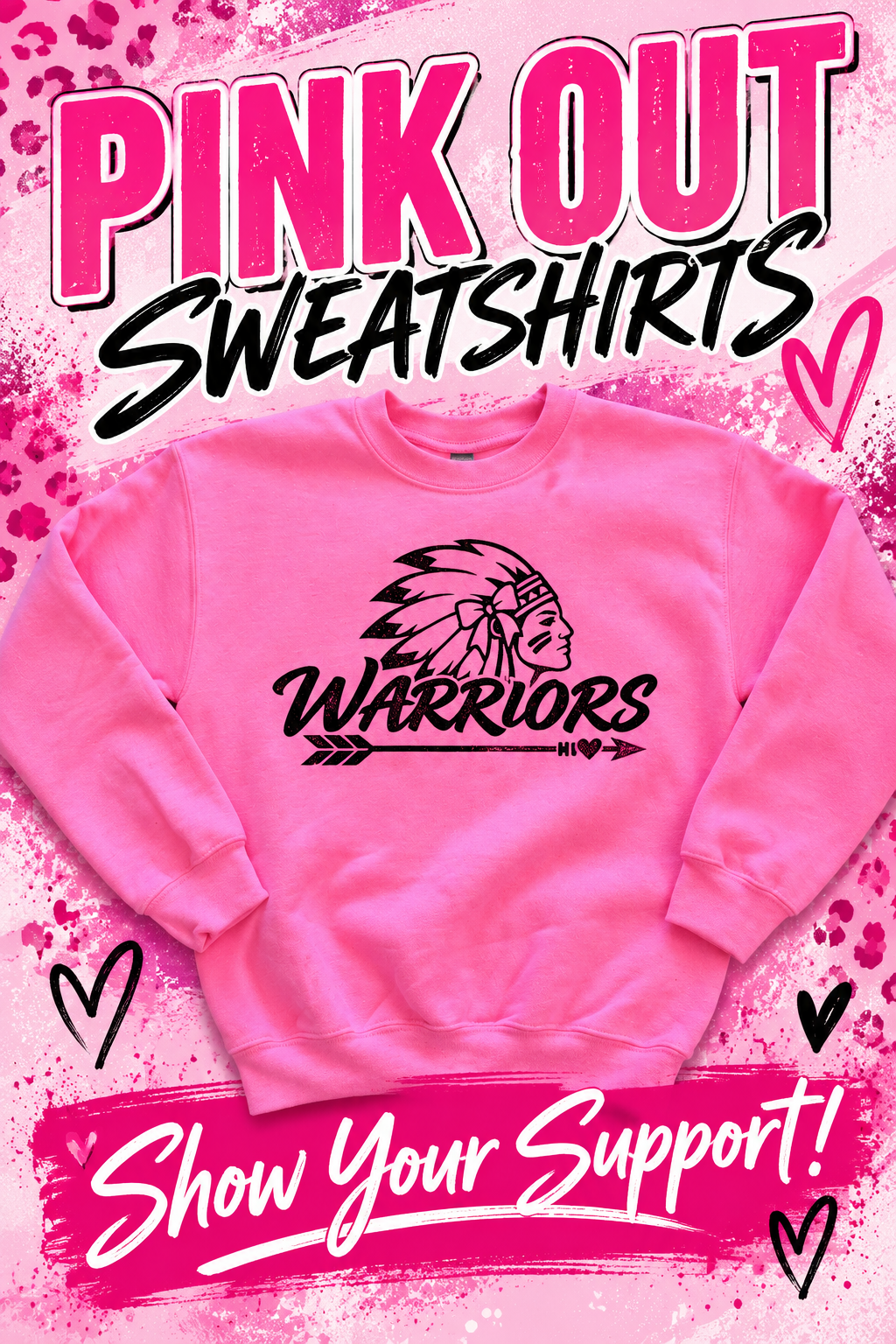 Youth Bow Warriors Pink Sweatshirt