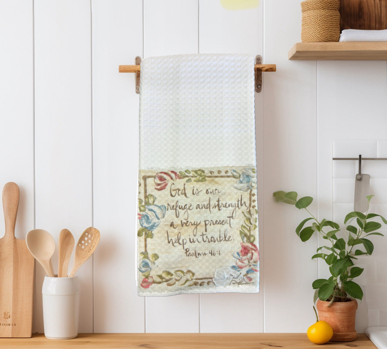 God is our Refuge Tea Towel