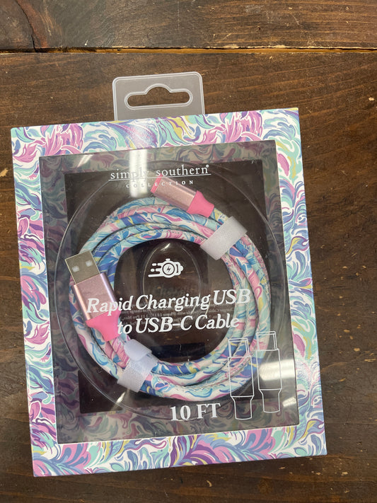 Water Color Rapid Charging USB to USB-C Cable