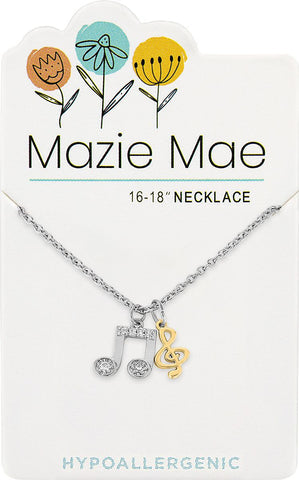 Silver Two Toned Music Note Necklace