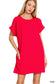 Cotton T-Shirt Dress W/ Pockets - Ruby