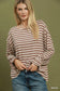 Striped Mocha Ruffle Cuff Knit Top