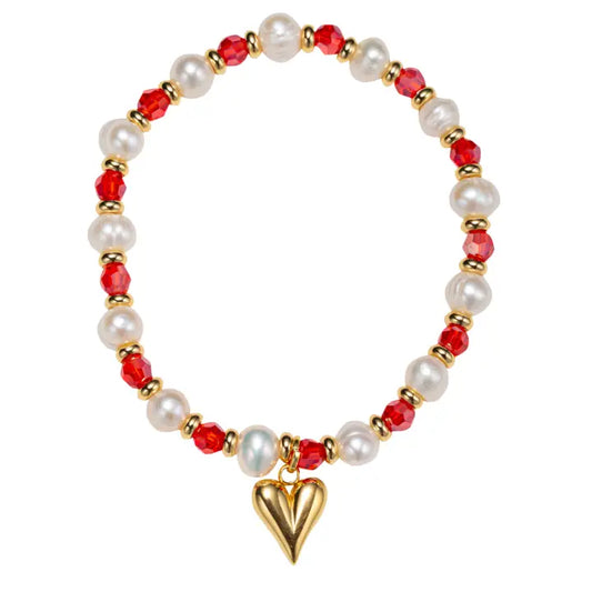 Red Moonstone Beaded Stretch Braclet