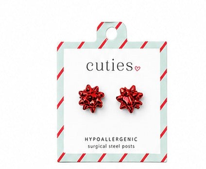Red Holiday Bow Earrings