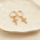 Cera Gold Pave Cross Earrings