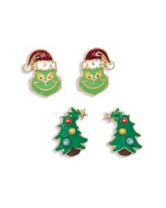 Mean One + Christmas Tree Earrings