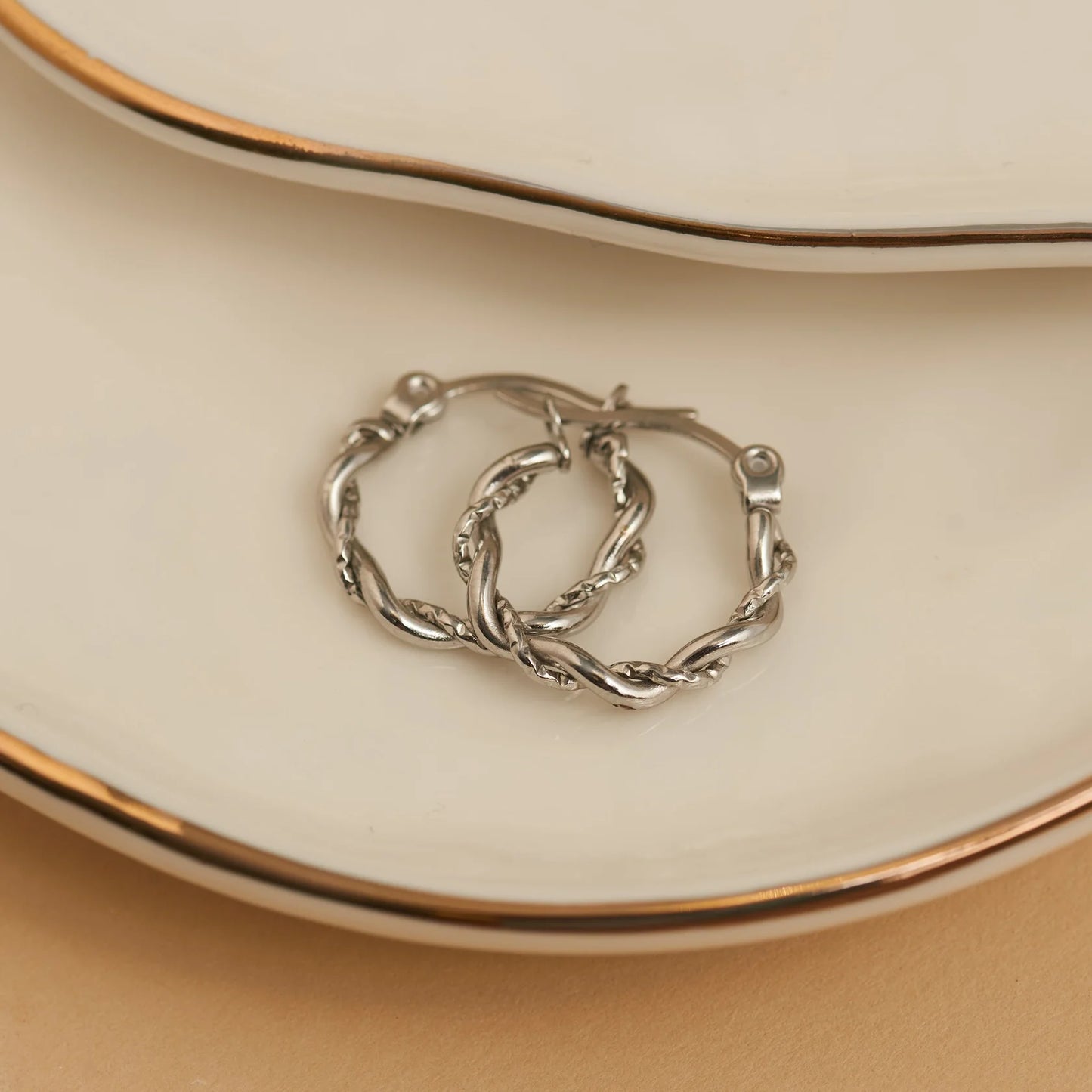 Silver Twisted Hoop Earrings