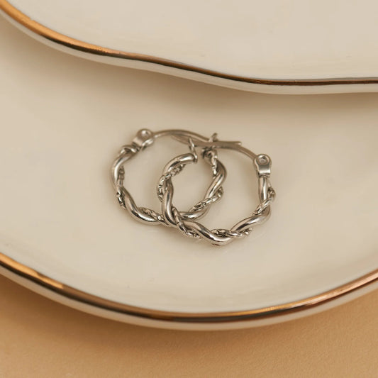 Silver Twisted Hoop Earrings