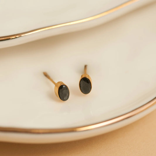 Jet Balck Oval Gem Stud