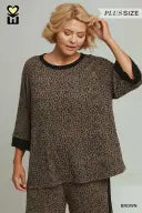 Brown Leopard Velvet Blend Top +