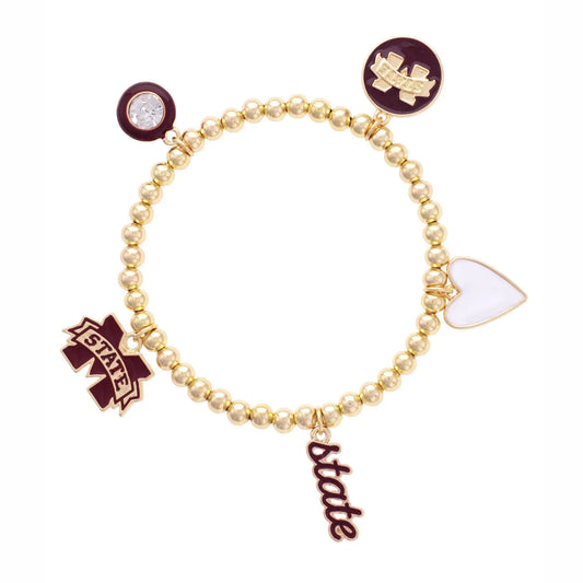 Mississippi State Bulldogs Enamel Icons Stretch Bracelet