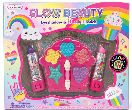 Glow Beauty Eyeshadow & Moody Lipstick, Rainbow