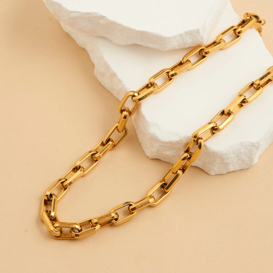 Gold Chunky Oval Link Necklace
