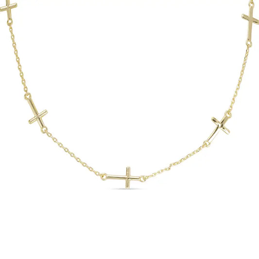 Gold Station Cross Necklace
