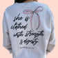 She Is Clothed Bow Sweatshirt