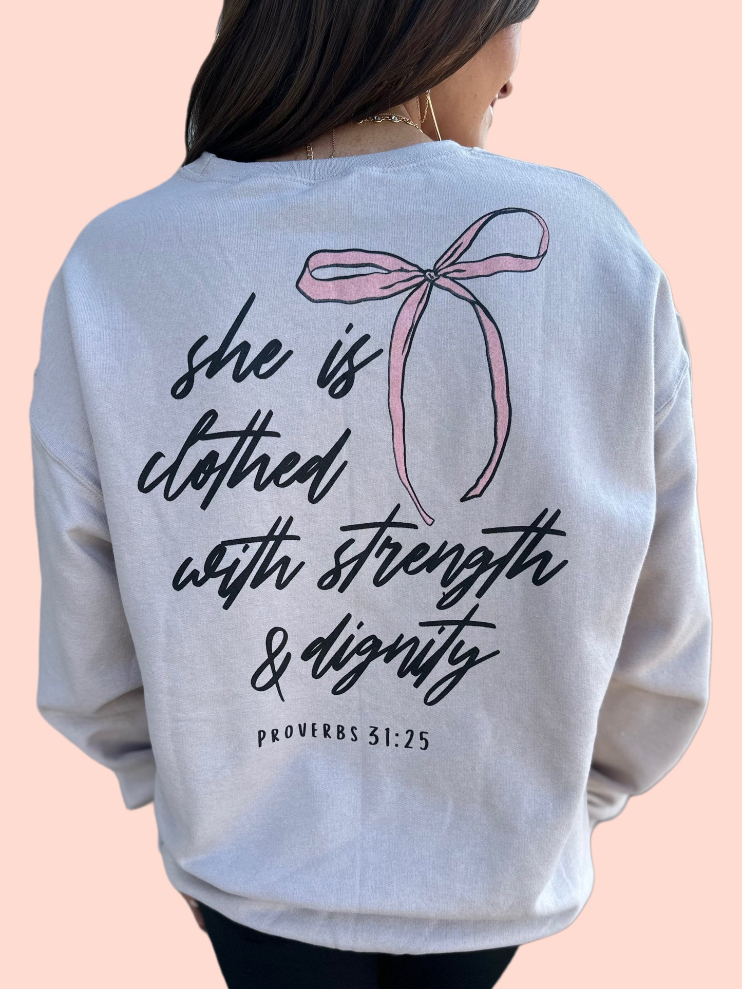 She Is Clothed Bow Sweatshirt