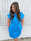 Cerulean Blue Scallop Knit Dress