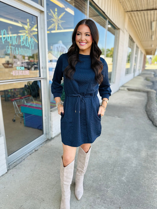 Midnight Cable Knit Mini Dress