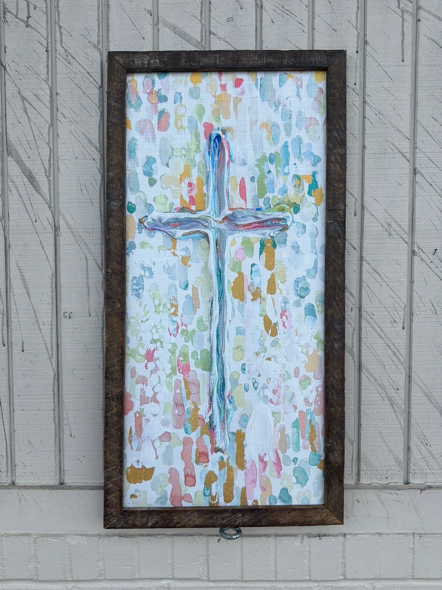 Bright Watercolor Cross Painting 18x36