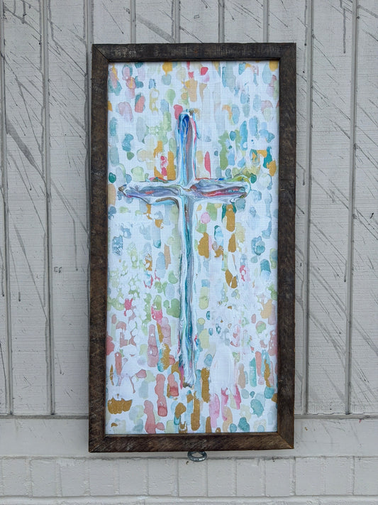 Bright Watercolor Cross Painting 18x36