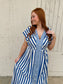 Blue Striped Midi Dress