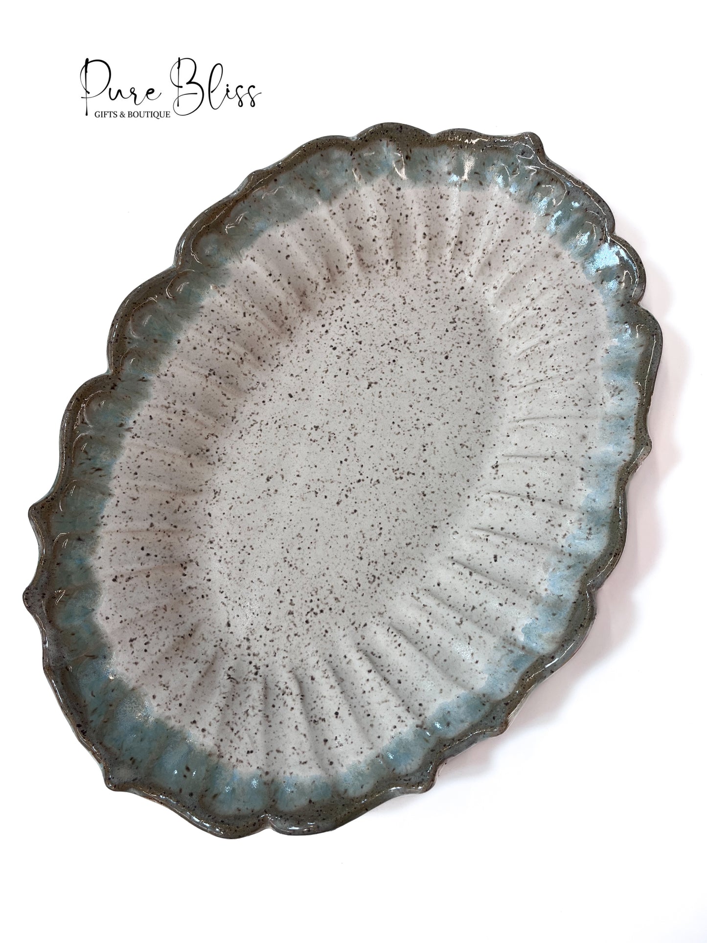 Scalloped Oval Platter - Hydrangea