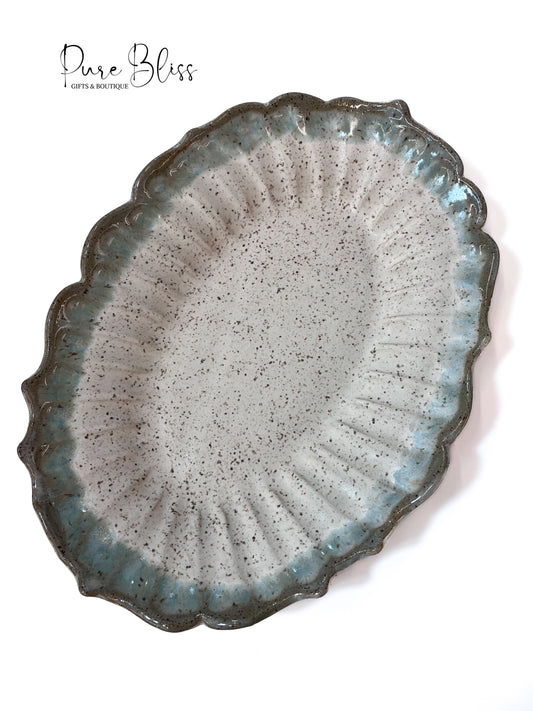 Scalloped Oval Platter - Hydrangea