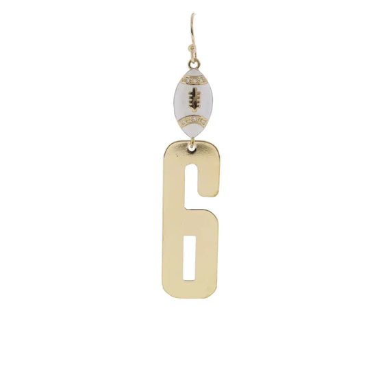 Number 6 Football Earring