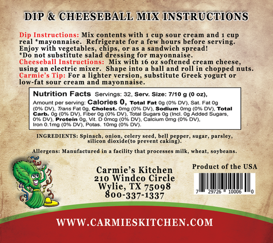 Fiesta Spinach Dip Mix - Carmie's Kitchen