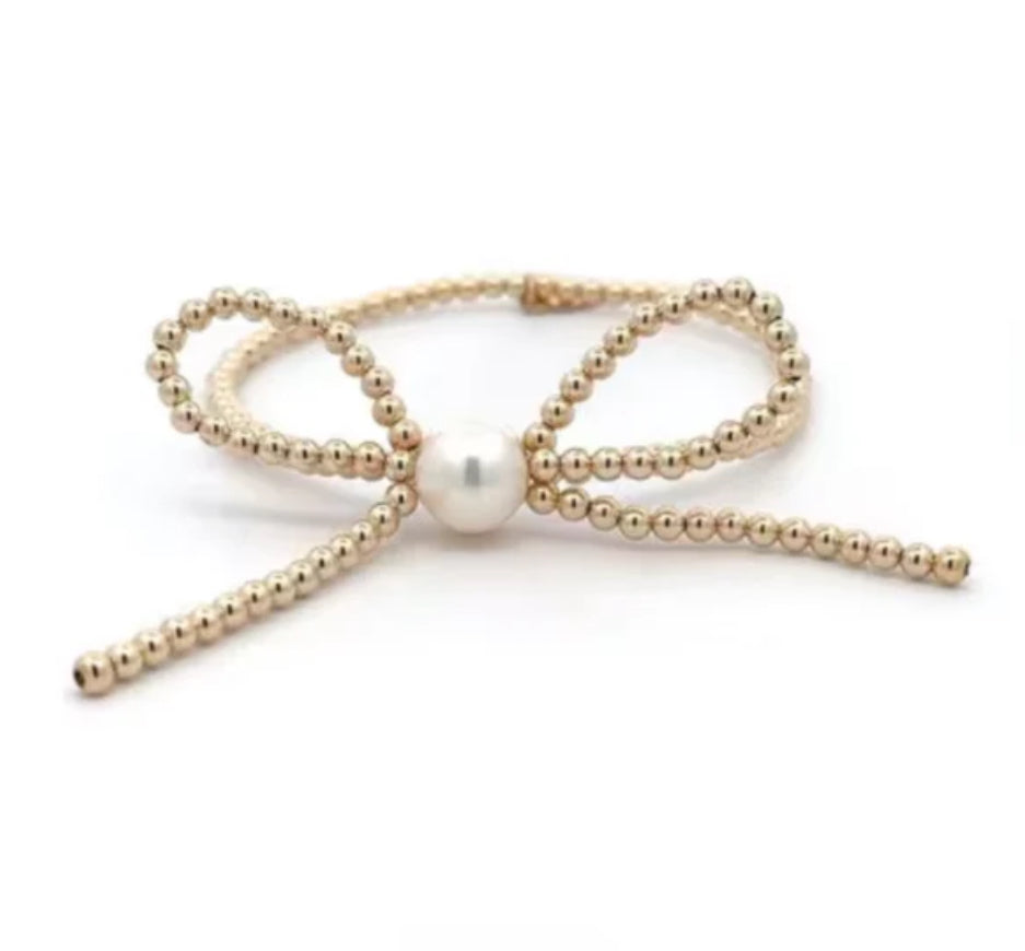 Farah Gold Beaded Stretch Bracelet