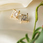 Linked Square Shape w/ Crystal Earrings