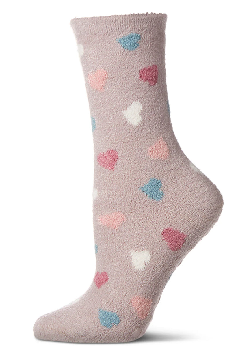 All Over Hearts Non-Skid Lavender Infused Crew Socks