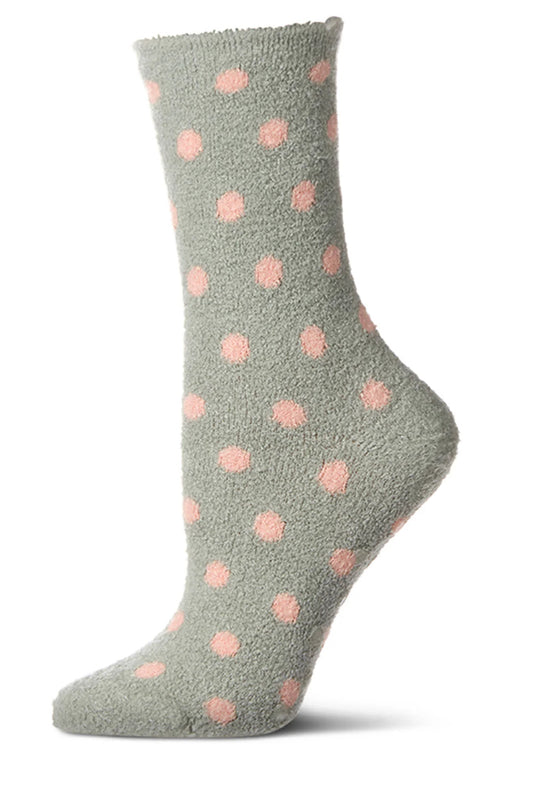 Polka Dot Non-Skid Lavender Infused Crew Socks