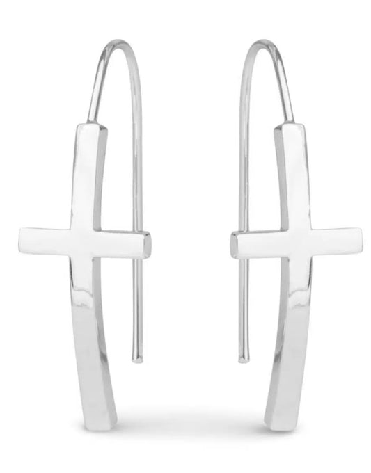 Silver Maria Polished Cross Drops