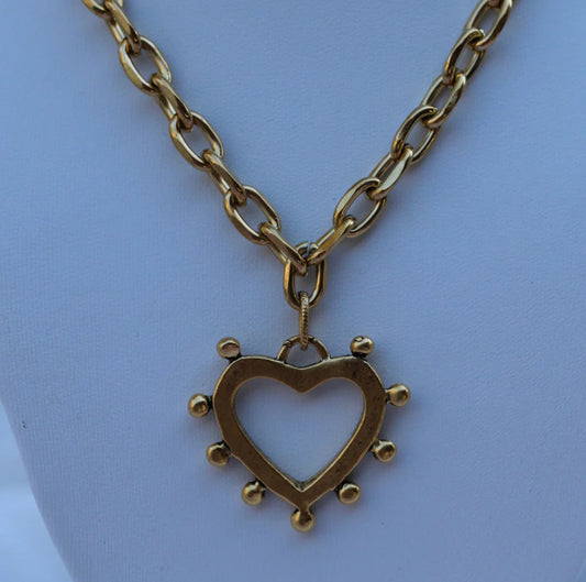 Dotted Heart Link Necklace
