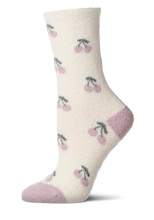 Cherries Non-Skid Lavender Infused Crew Socks