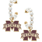 Mississippi State Bulldogs Pearl Hoop Drop Earrings
