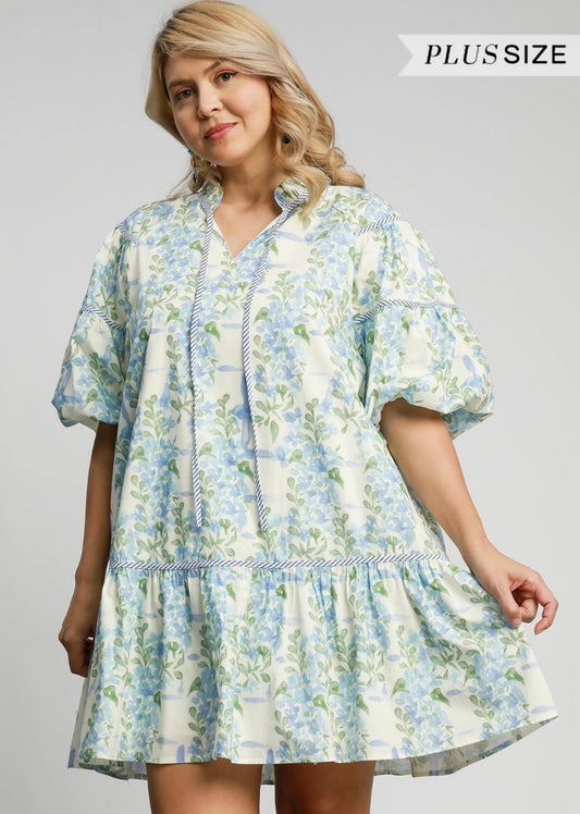 Blue Floral Breeze Babydoll Dress