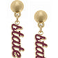 Mississippi State Bulldogs Script Earrings In Maroon