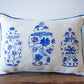 Blue and White Vases Pillow + Piping Bluejay