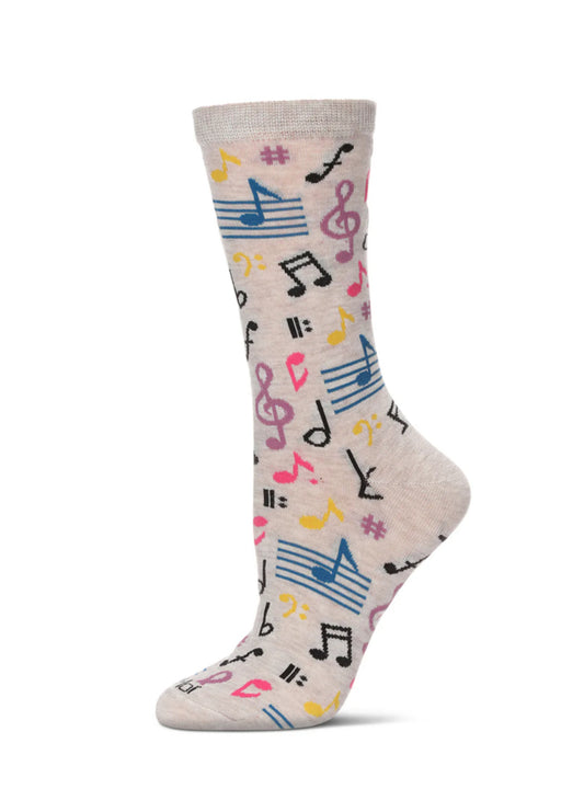 Musical Notes Bamboo Crew Socks