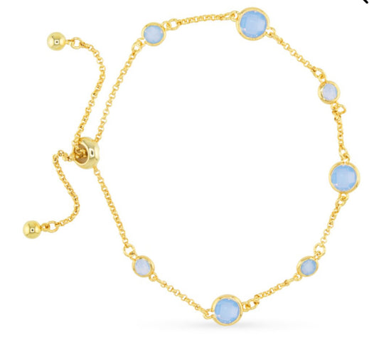 Gold Faceted Blue CZ Bracelet