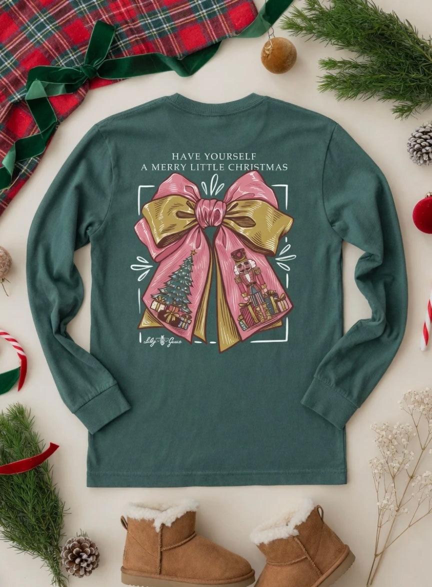 Have Yourself a Merry Little Christmas Bow Long Sleeve Tee