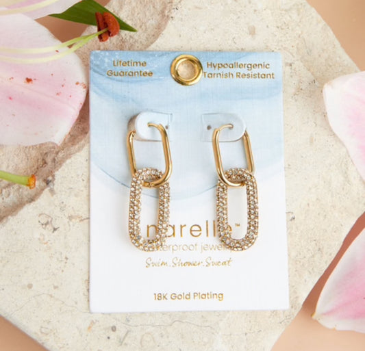 Pave Linked Hoop Earrings
