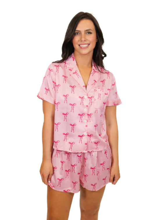 Satin Bow Pajama Set